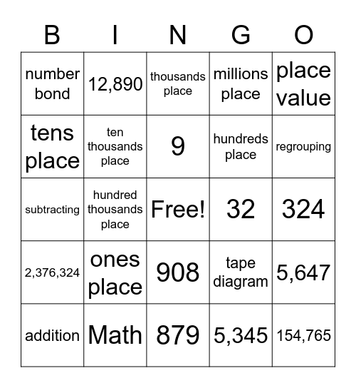 Math Intervention for 4th Grade Bingo Card