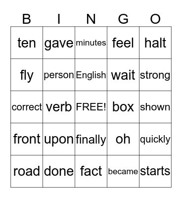 3rd Grade Non-Negotiable Words Bingo Card
