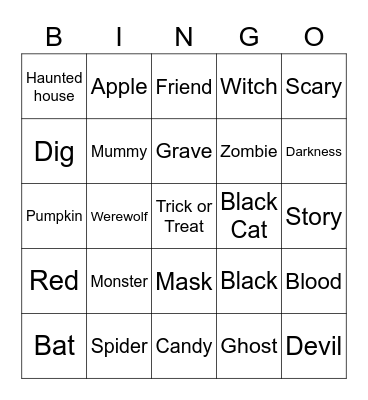 Halloween Bingo Card