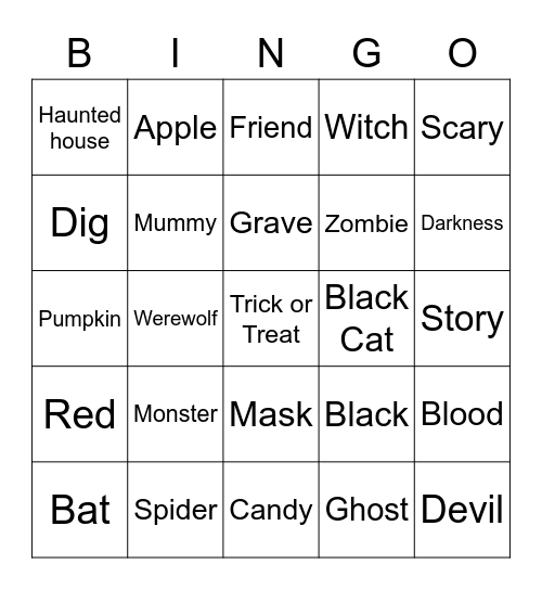 Halloween Bingo Card