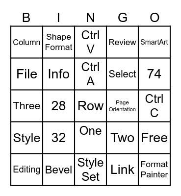 MS Word Review Bingo Card