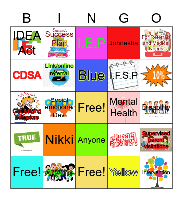 Disabilities Dep. BINGO Card