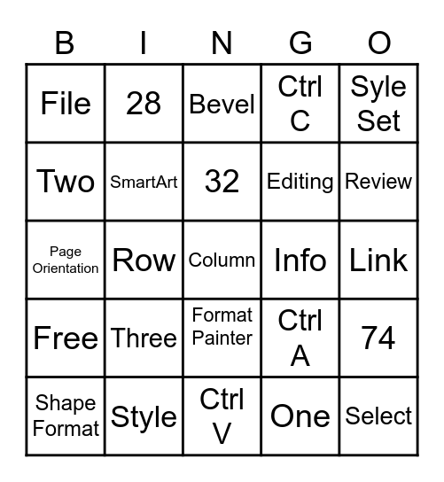 MOS Review Bingo Card