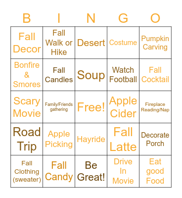 Fall Vibes Bingo Card