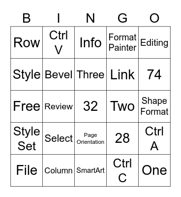 MOS Test Review Bingo Card