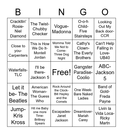 Decades 1 Bingo Card