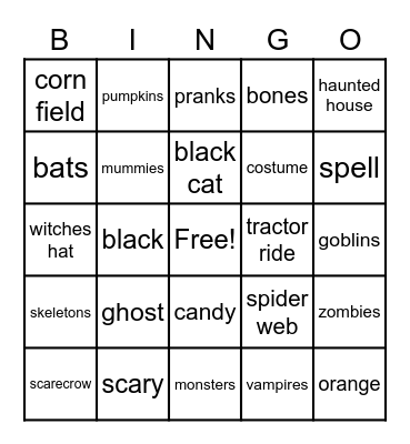 halloween Bingo Card
