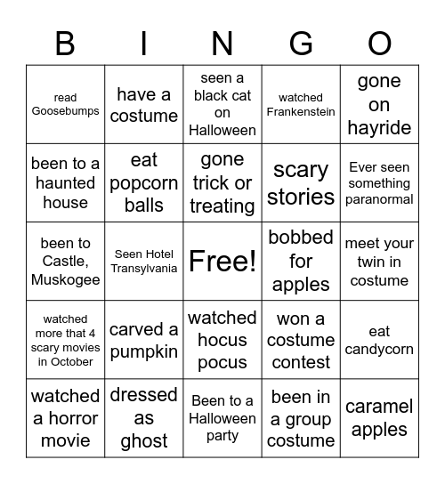 Halloween Bingo Card