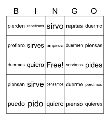2.2 Boot Verbs Bingo Card