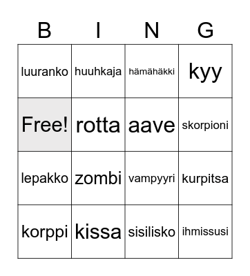Halloween bingo Card