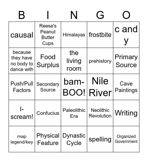 Halloween Bingo! Boo! Bingo Card