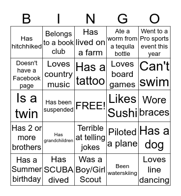 People Bingo Card