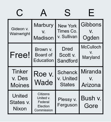 CASE Bingo Card