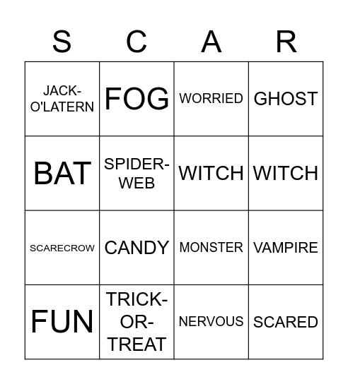 Halloween Bingo Card