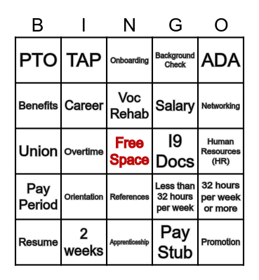 Work Lingo Bingo Card