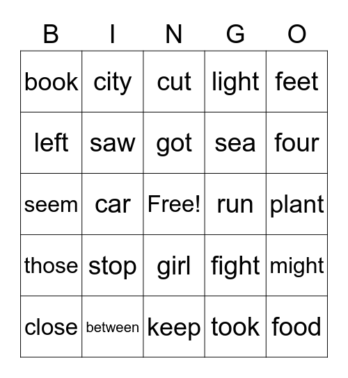 Seeing Stars Sight Words 3.1 Bingo Card