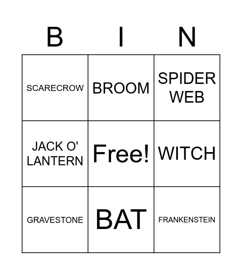 Halloween Bingo Card