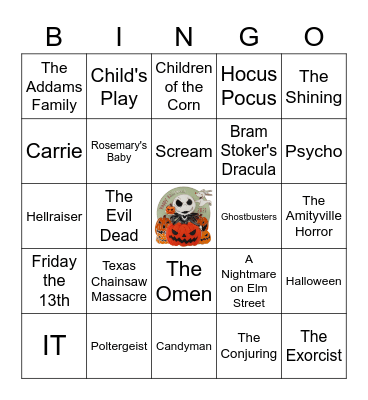Halloween Movies Bingo! Bingo Card