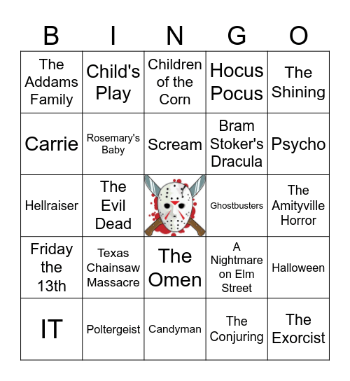 Halloween Movies Bingo Card