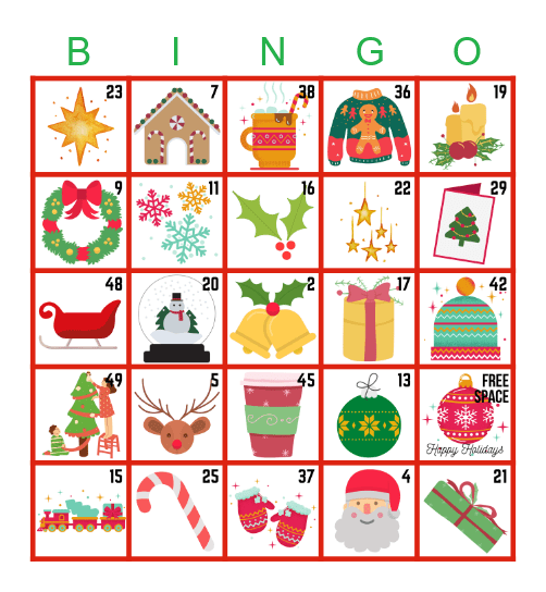 Joyeux Noël Bingo Card