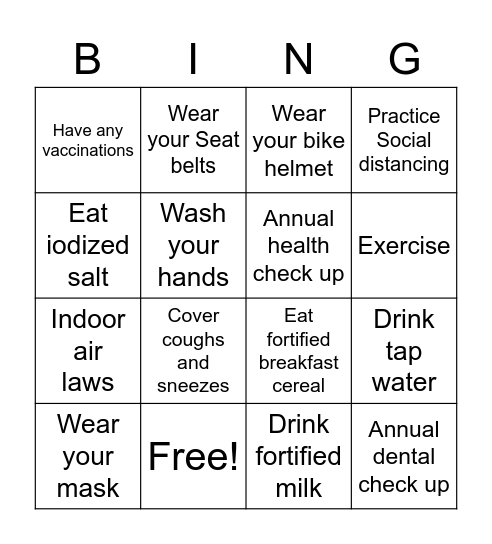 Did you public health today? Bingo Card