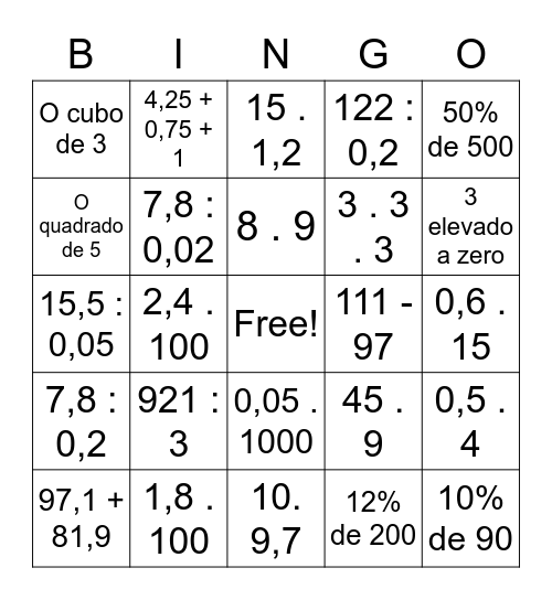 Perguntas Bingo Card