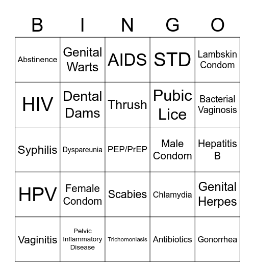 STD Bingo Card