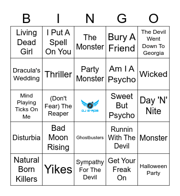 Halloween Songs Bingo Card