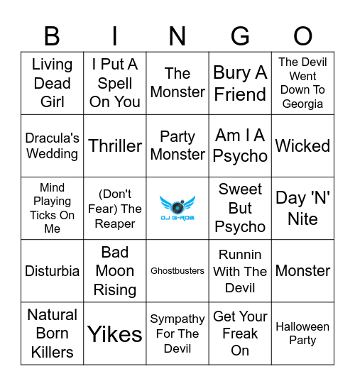 Halloween Songs Bingo Card