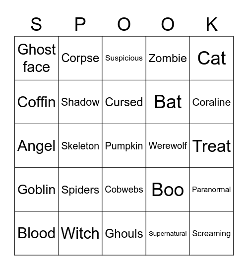 Spooky Bingo! Bingo Card