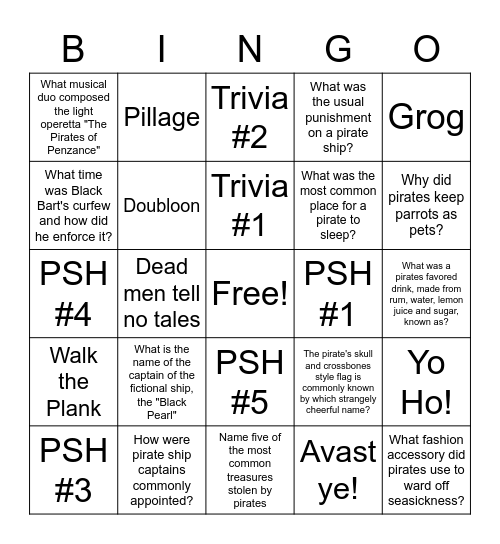 nd Pirate Day 2021 Bingo Card