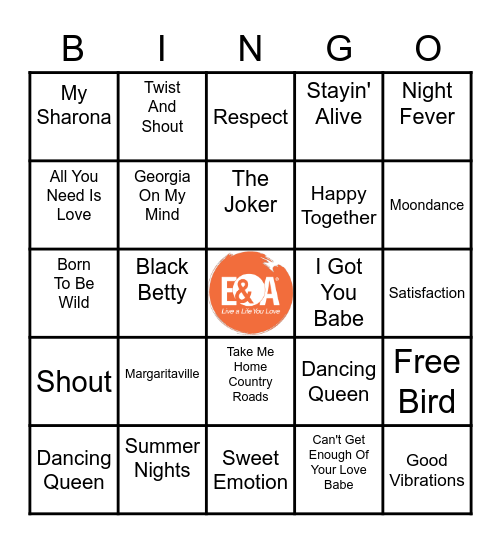 Events & Adventures 60's & 70's Bingo Card