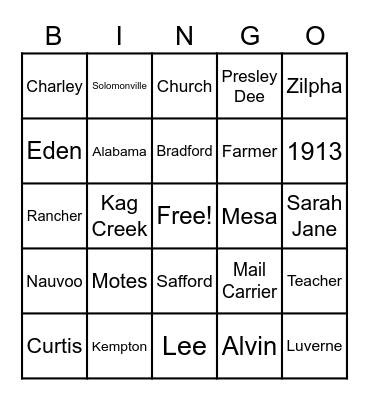 OUR FAMILY Bingo Card