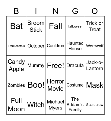 Halloween Bingo Card