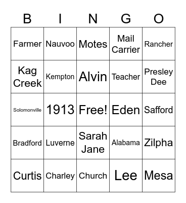 OUR FAMILY Bingo Card