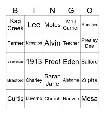OUR FAMILY Bingo Card