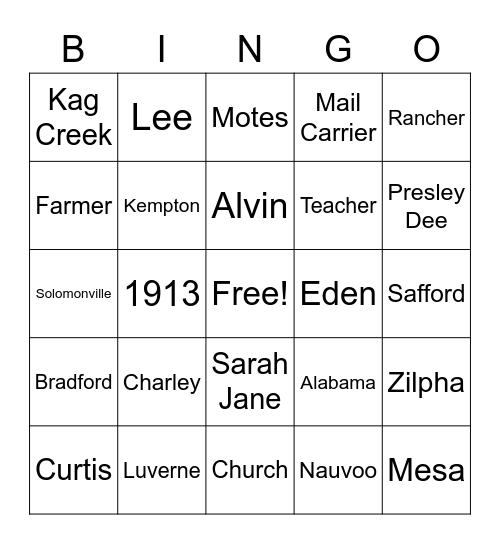 OUR FAMILY Bingo Card