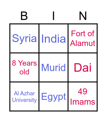 Imams in the Past Bingo Card