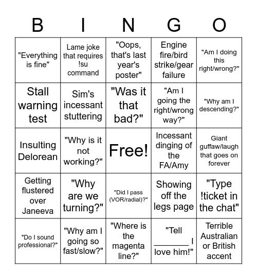 SimCaesar Bingo! Bingo Card
