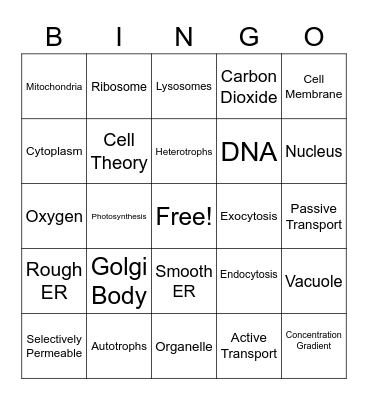 Cells & Cell Processes Bingo Card