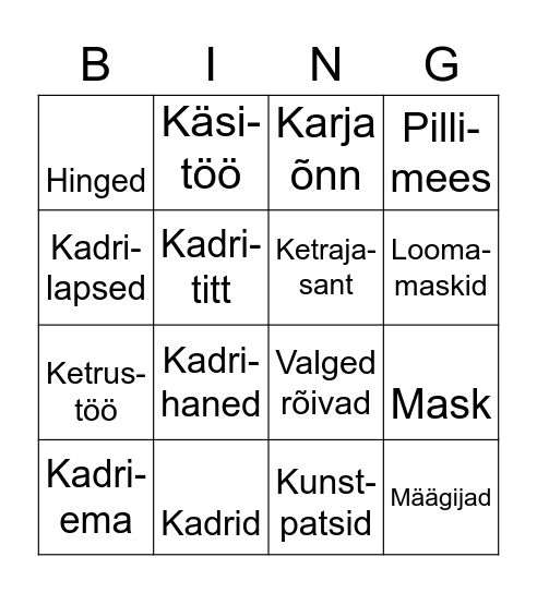 Kadripäev Bingo Card