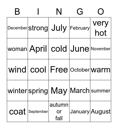 "The Wind and the Sun" Bingo Card