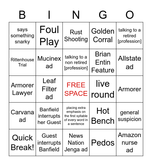 Spicy Banfield Bingo Card