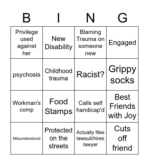 Julia Bingo Card