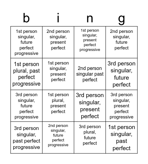 Simple Perfect and Perfect Progressive Bingo Card