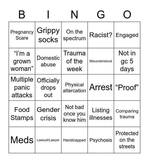 Julia Card Bingo Card