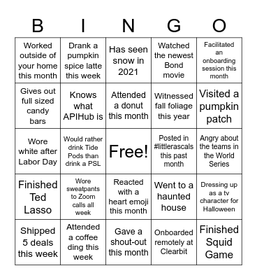 Clearbit Halloween Bingo! Bingo Card