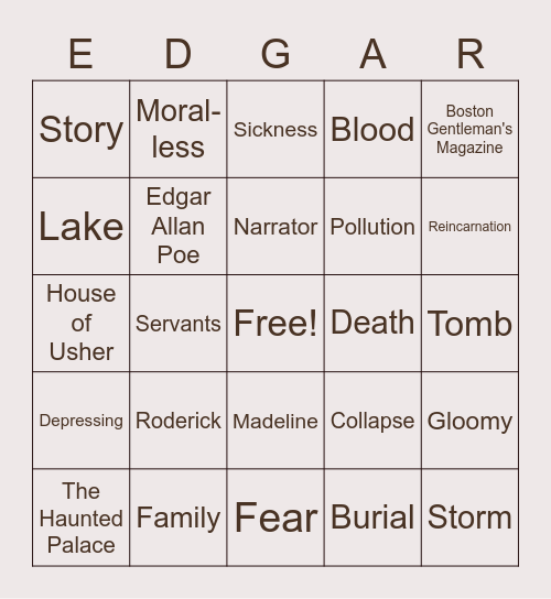 The Fall of the House of Usher Bingo Card