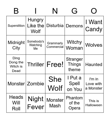 Halloween Bingo Card