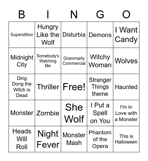 Halloween Bingo Card